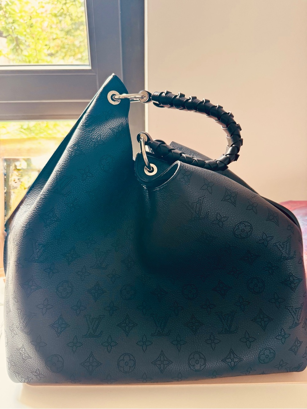 Louis Vuitton Black Monogram Embossed Braided-Handle Hobo Bag - Picture 7 of 7
